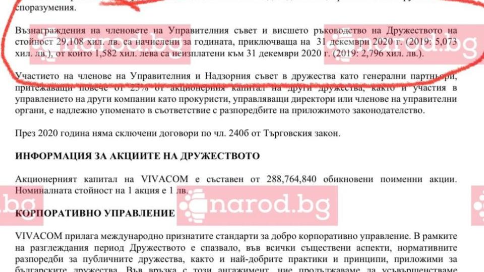 „Виваком” вдига цените? Всеки от деветимата шефове е получил средно по 3,3 милиона за 2020 г.! (ДОКУМЕНТ)